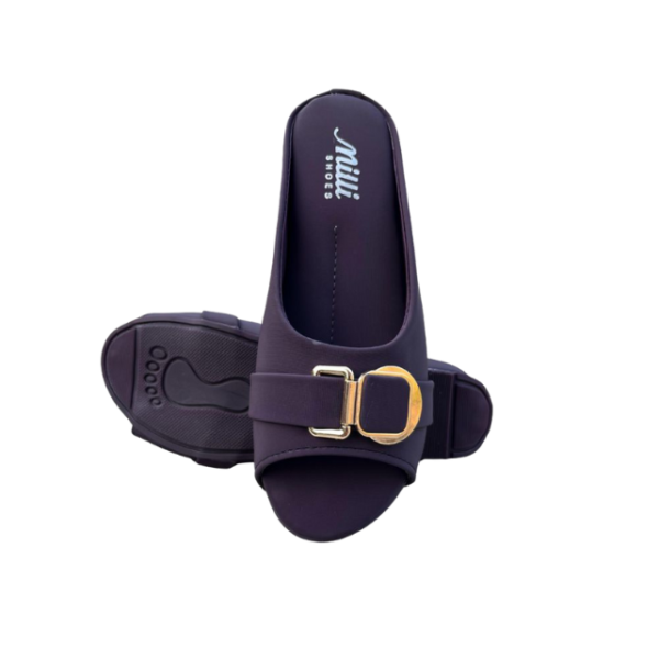 Purple Buckle Strap Comfort Slippers for Women