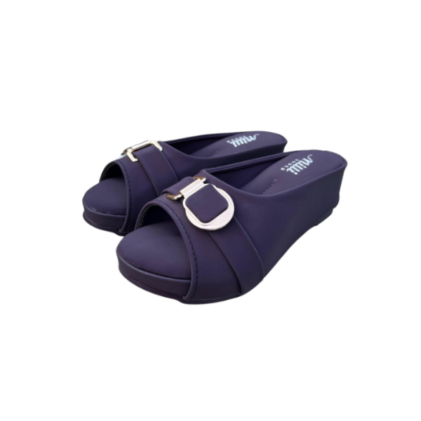 Grey Buckle Strap Comfort Slippers for Women - Image 5