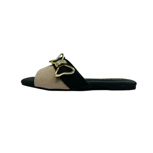 Glitter Strap & Butterfly Accent Flat Slippers - Image 3