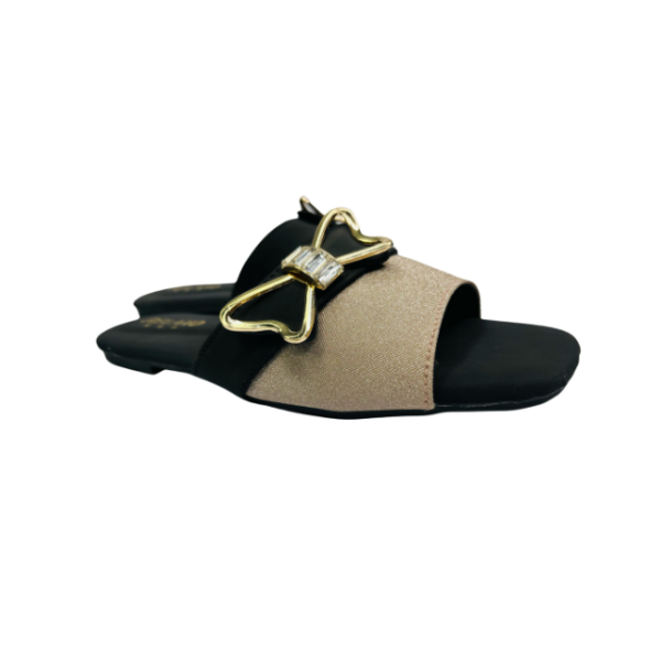 Glitter Strap & Butterfly Accent Flat Slippers - Image 2