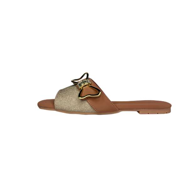Glitter Strap & Butterfly Accent Flat Slippers - Image 3
