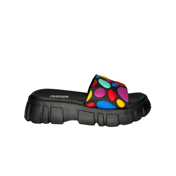 Black Slippers with Colorful Pebbles - Image 2