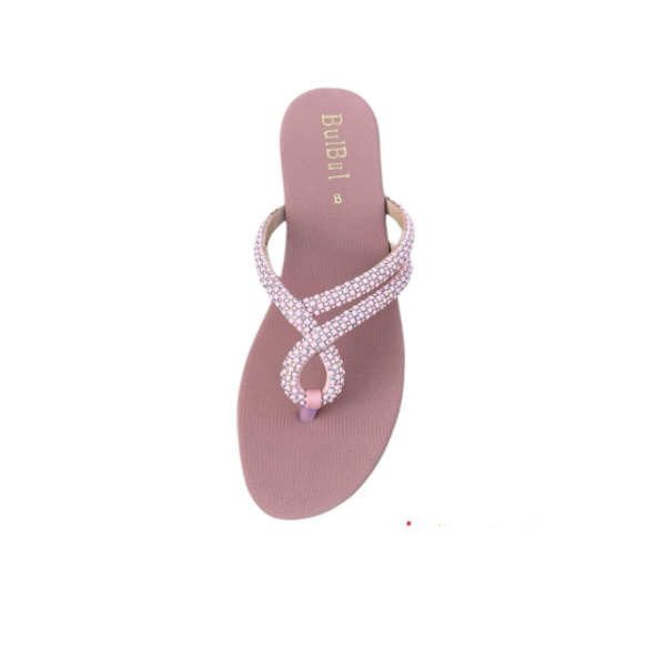 Maroon Crystal Slip-On Flat Slippers - Image 4