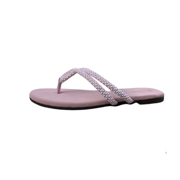 Maroon Crystal Slip-On Flat Slippers - Image 5