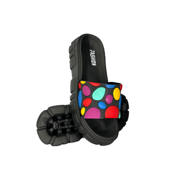 Black Slippers with Colorful Pebbles