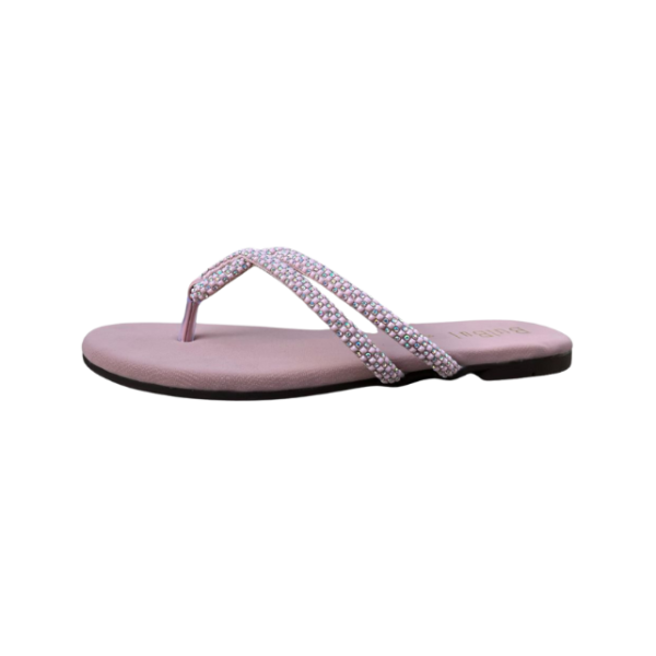 Peach Crystal Slip-On Flat Slippers - Image 2