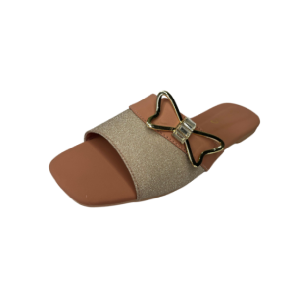 Glitter Strap & Butterfly Accent Flat Slippers - Image 2