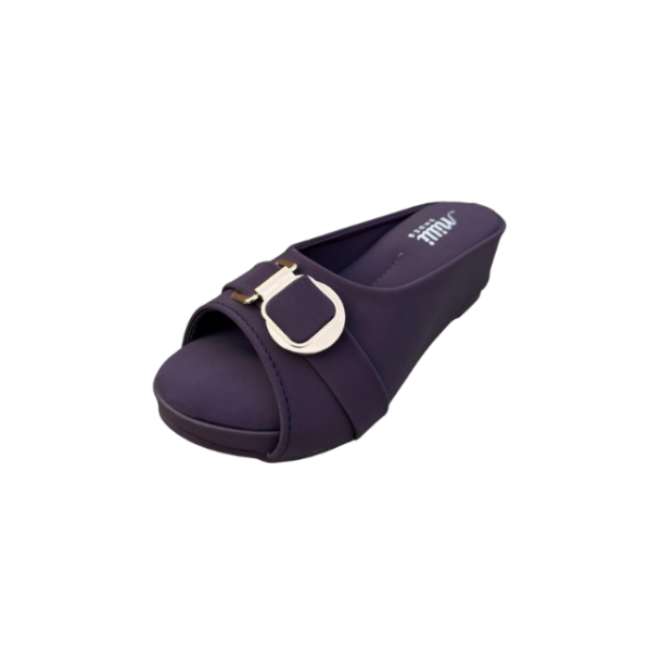 Grey Buckle Strap Comfort Slippers for Women - Image 4