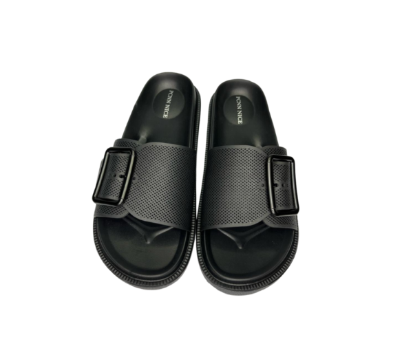 Men’s Black Buckle Slide Slippers - Image 3