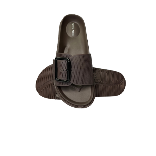 Men’s Brown Buckle Slide Slippers