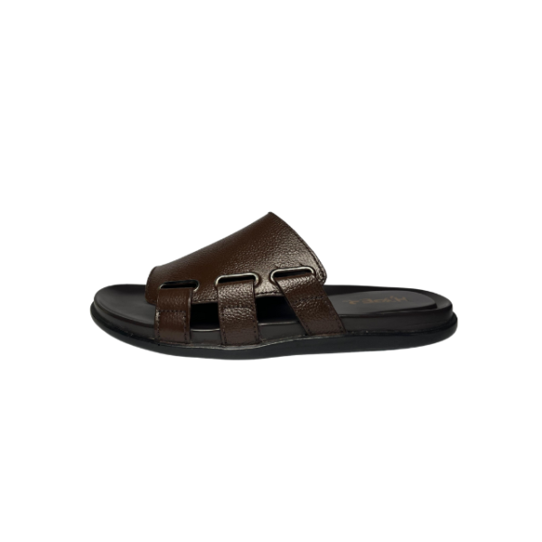 Brown Double Buckle Leather Slippers - Image 2