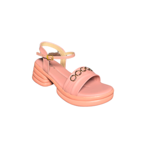 T Pink With Golden Strap Sandals