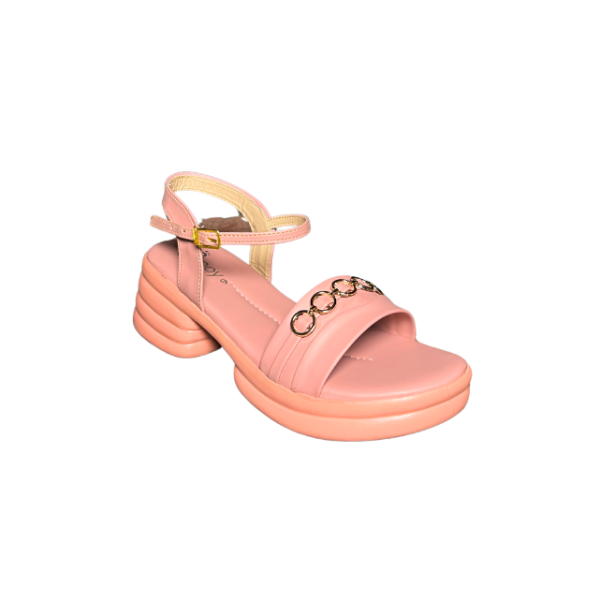 T Pink With Golden Strap Sandals