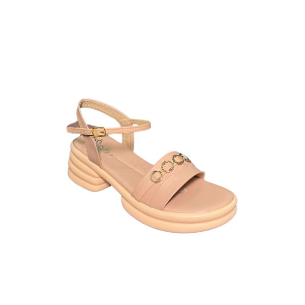 Beige With Golden Strap Sandals - Image 2