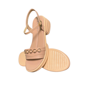 Beige With Golden Strap Sandals
