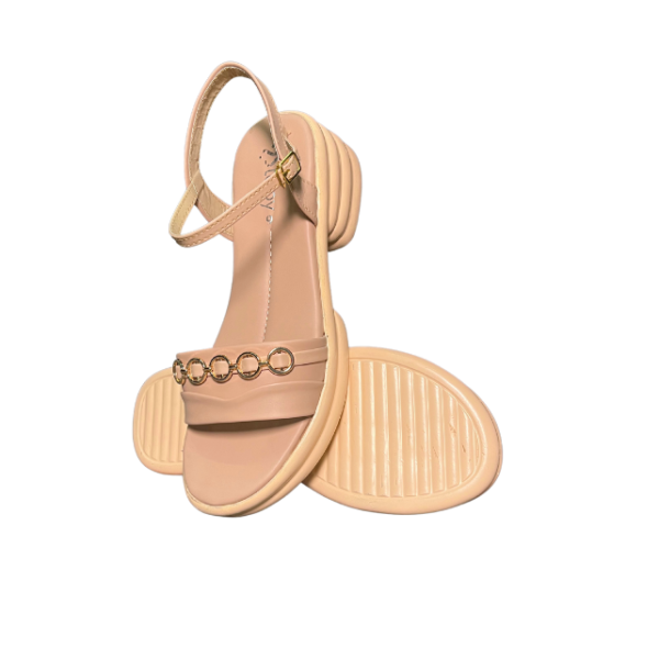 Beige With Golden Strap Sandals